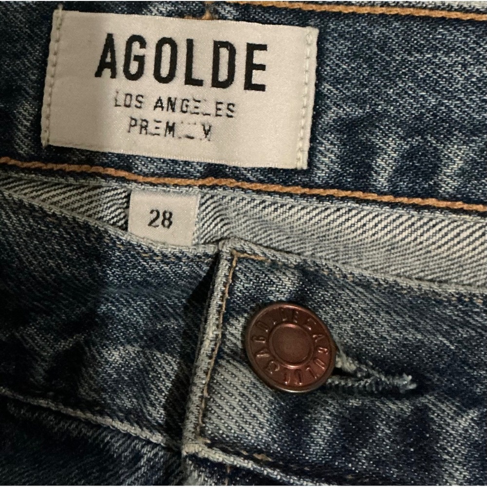 AGOLDE Ada High Rise Mid Thigh Jean Denim Skirt Ransom Blue 28 - Picture 5 of 6
